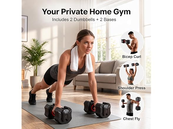 VEICK 2 Set 25 lb Adjustable Dumbbell Set