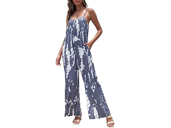 Fkeep Women Loose V Neck Sleeveless Strap Pants
