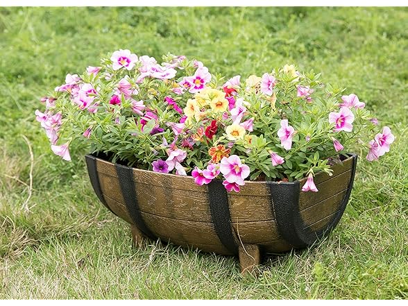 Gardenised 2-Piece Rectangular Half Barrel Flower Pots