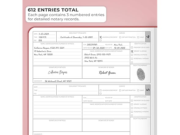 Notary Journal w/ 612 Entries
