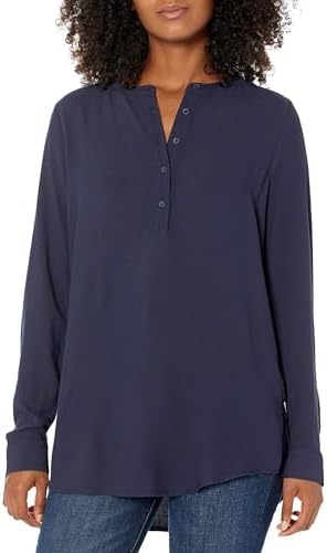 Amazon Essentials Women's Long-Sleeve Woven Blouse, Navy, X-Large