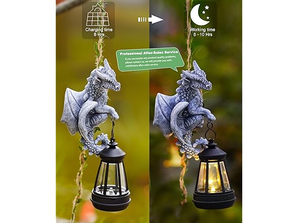 Dragon Garden Statue w/ Lantern 23.6