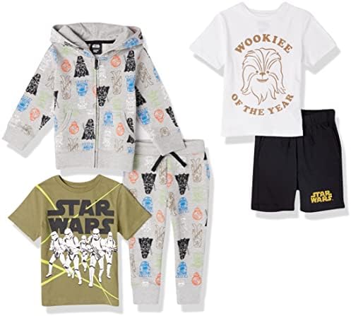 Amazon Essentials Disney | Marvel | Star Wars Boys' Outfit Sets (Previously Spotted Zebra), Pack of 5, Star Wars Wookiee, X-Large