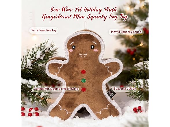 Bow Wow Pet Holiday Gingerbread Gusset Squeaky Toy
