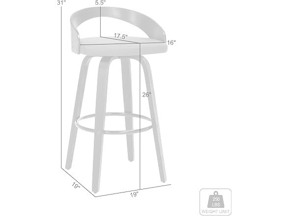 Armen Living Sonia 26" Counter Height Swivel Stool 2Pk - Gallery 2