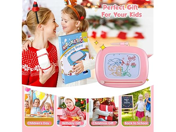 Magnetic Drawing Board for Kids Pink
