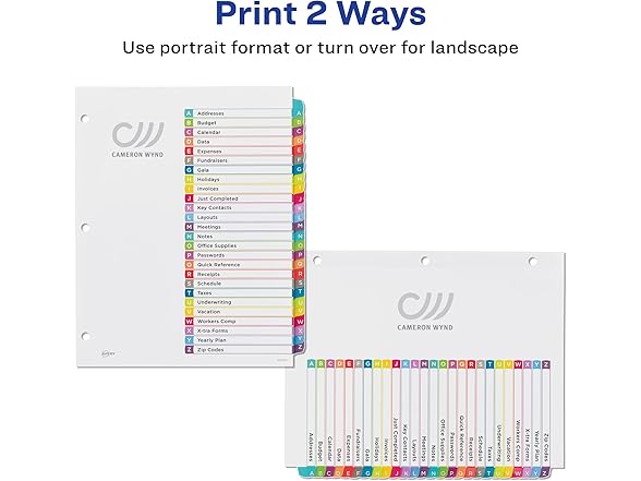 Avery A-Z Dividers for 3 Ring Binders