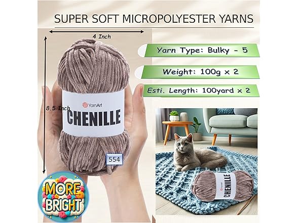 Art of Yarn 2 Skein Yarn Art Chenille Yarn