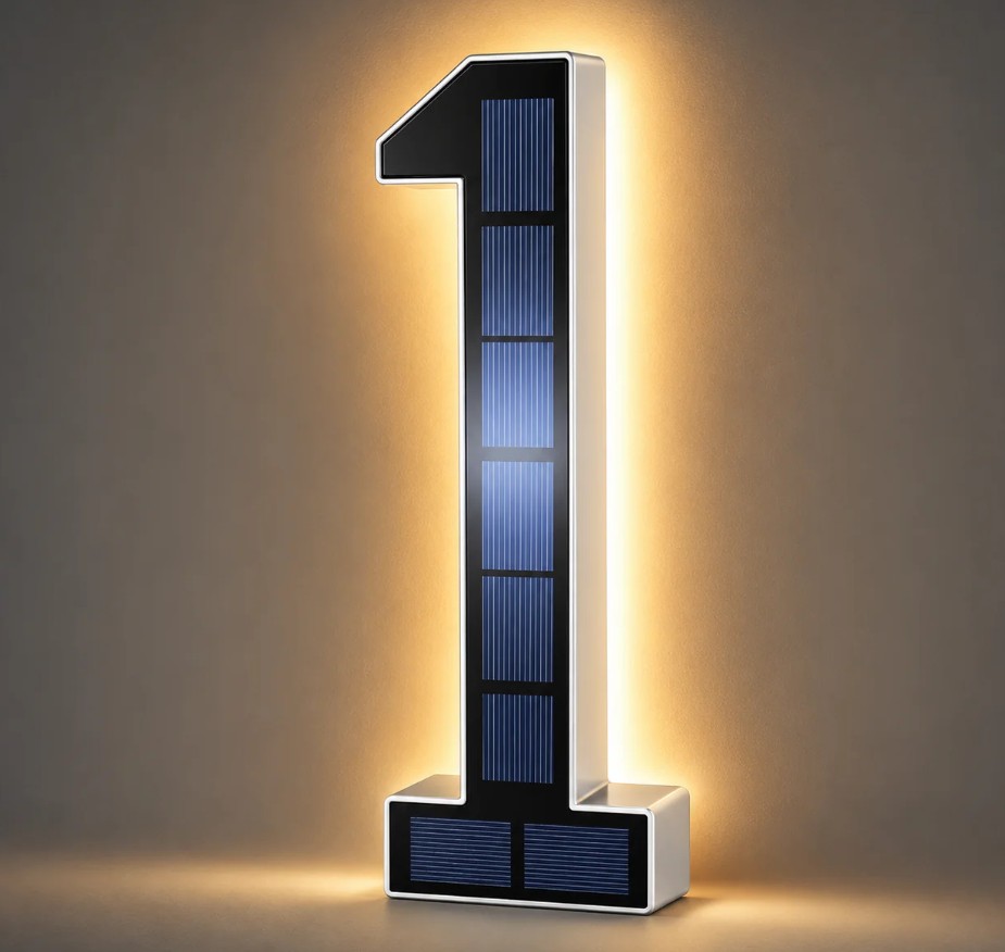 Infinite Basics Solar LED House Number Sign – 6.7" (0-9, A-D) - Gallery 16