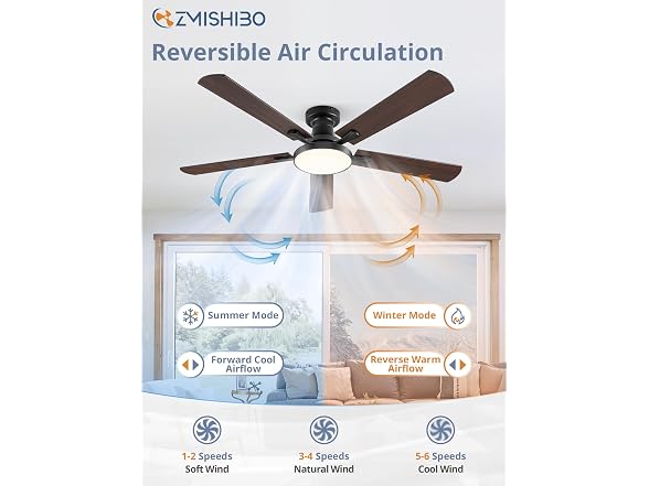 ZMISHIBO 52" Flush Mount Ceiling Fan