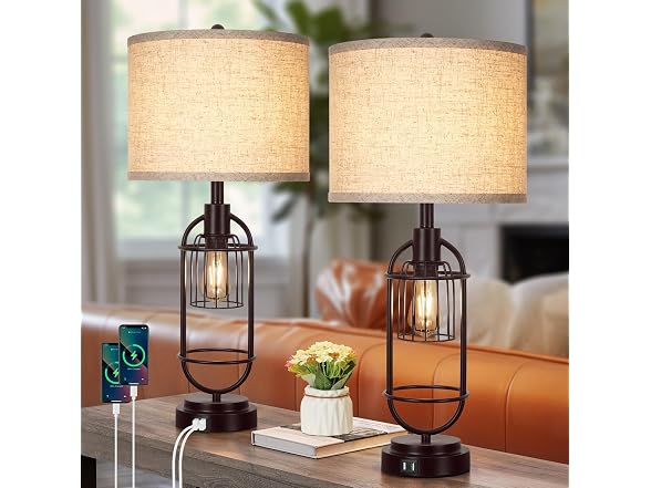 VerRon Table Lamp Brown 2 Pack