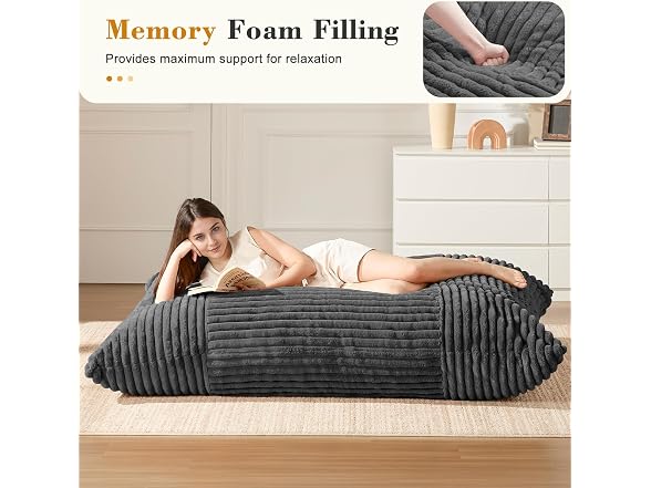 Gericco 3-in1 Dark Grey Bean Bag Chair