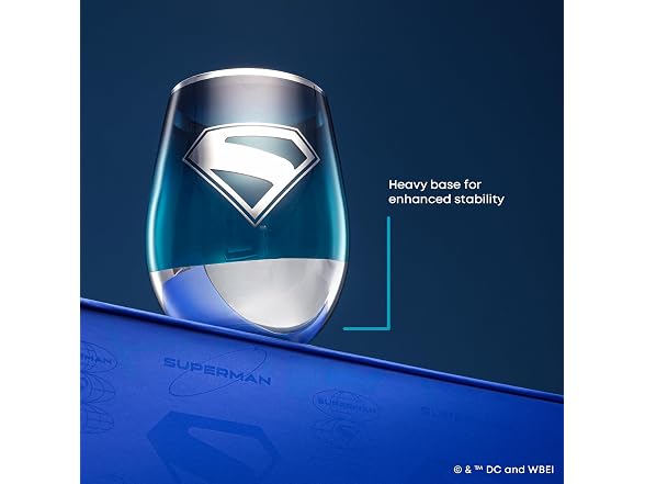 JoyJolt DC Superman A Symbol of Hope Stemless Drinking Glasses