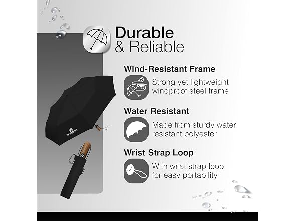 Weatherproof Deluxe Automatic Rain Umbrella