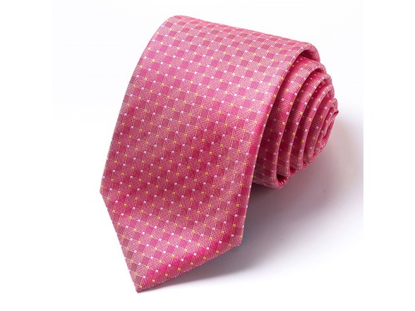 Formal Men’s Necktie - Hot Pink Grid