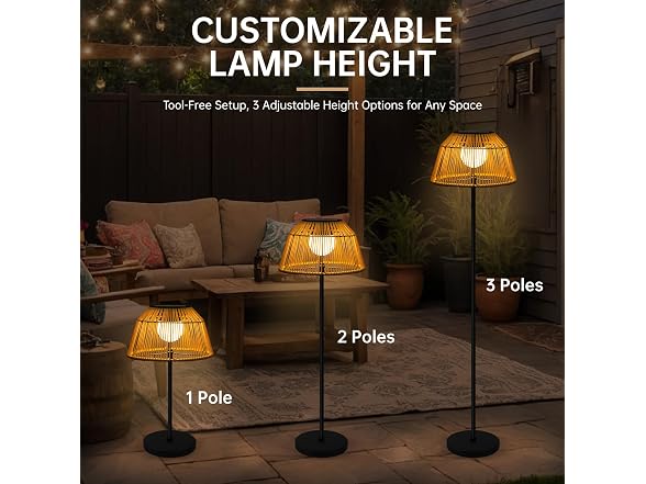 DJGIFI Solar Outdoor Floor Lamp Rattan