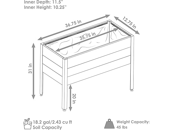 Sunnydaze Acacia Wood Raised Garden Bed with Legs