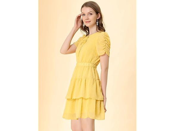 Allegra K Women (S) Swiss Dots Dresses Short Dress