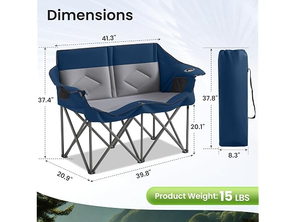 Cros 800lbs Heavy Duty Double Camping Chair