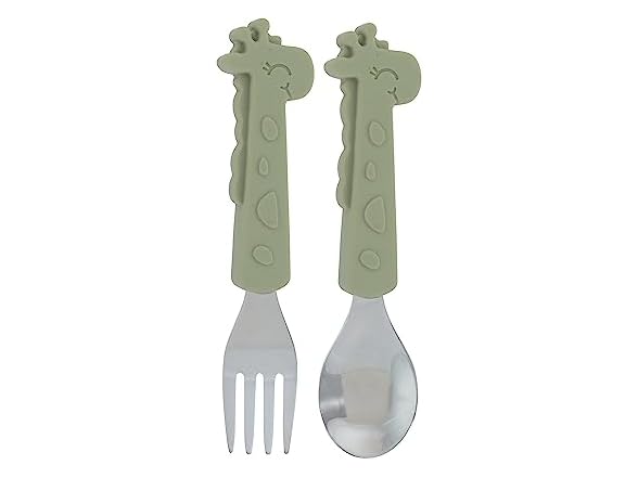 Nuby Animal Friends Silicone Fork and Spoon Set