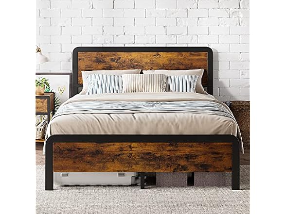 IDEALHOUSE Queen Bed Frame with Wood Headboard