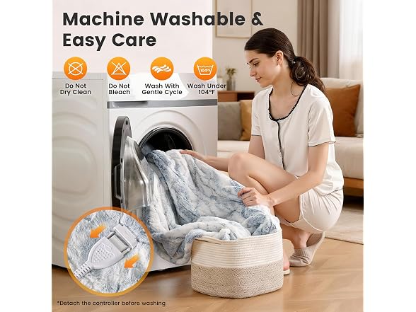 WOOMER Marble Blue Heated Blanket Full Size 77" x 84"