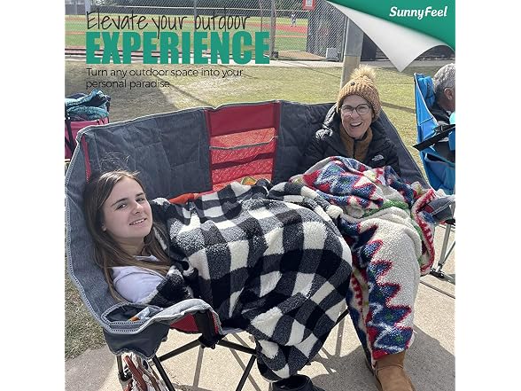 SUNNYFEEL Grey-Red Loveseat Camping Chair