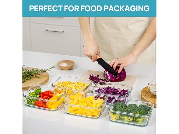 Vtopmart Grey 5 Pack 30oz Glass Containers W/ Lids