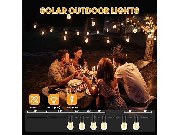 Yusist 104FT(98+6) Solar String Lights