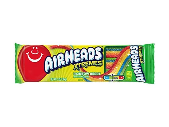 Airheads Xtremes Belts Sour Candy Rainbow Berry
