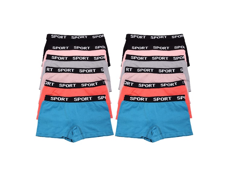 Angelina SE960P_ASST_12_S-M Small - Medium Angelina Seamless Boyshort Panties with Sport Print (12-Pack) Asst Panties (12 Pack)