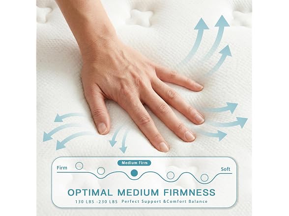 inight Luxury King Size Mattress, 14 Inch Hybrid Medium Firm Euro Top