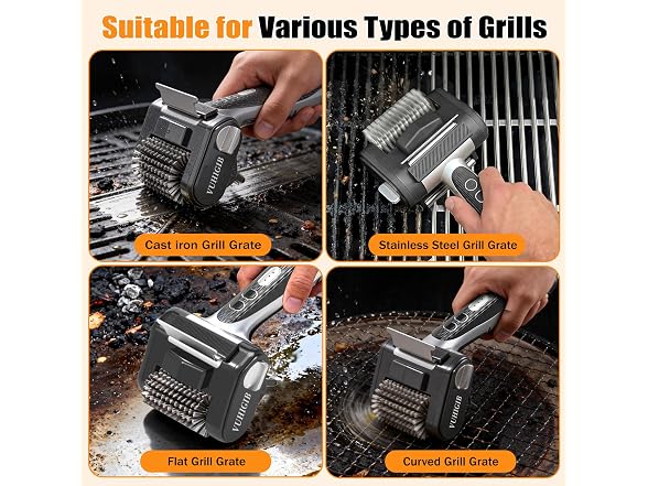 VUHIGIB Electric Grill Brush Gray Silver