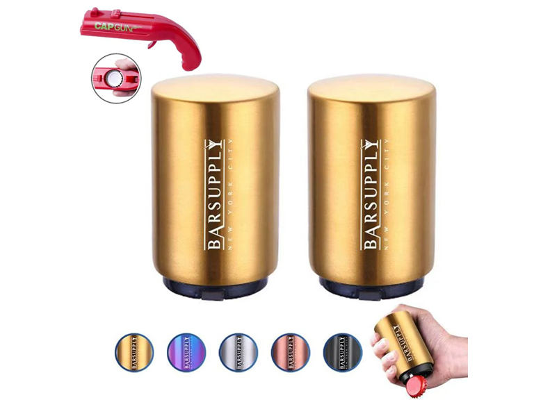 BARSUPPLY MQ-2-POPCAP-GLD 2-Pack Magnetic Beer Bottle Op