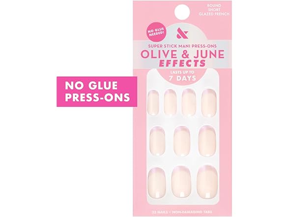 Olive & June Super Stick Mani Press-On Nails Glazed French