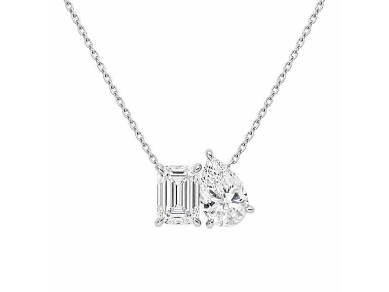 Toi et Moi Double Pendant CZ Necklace