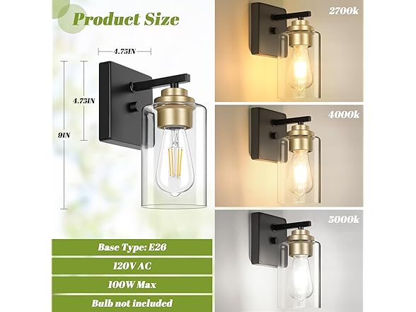 Set of 2 Wall Sconces for Bathroom, Modern