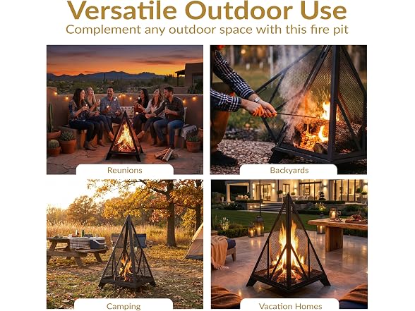 Sunnydaze Decor Pyramid Fire Pit Black - Gallery 5