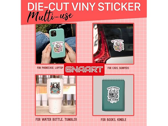 GNAART Skeleton Flower Bookish Stickers