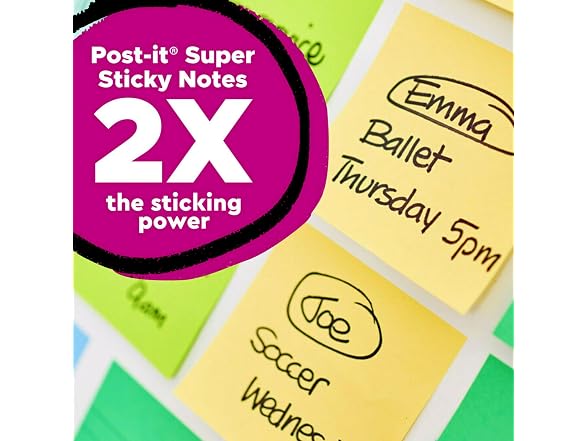 Post-it 100% Recycled Super Sticky Notes, 3 x 3 in, Canary Yellow, 12 Pads