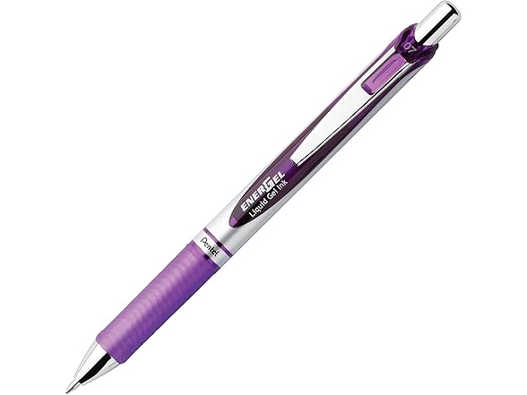 Pentel Gel Pen, Retractable, Metal Tip.7mm, Refill, Violet