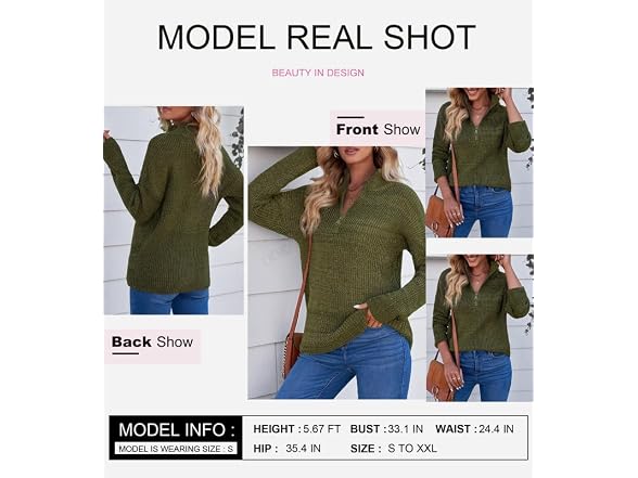 Dokotoo Women (M) Zip Fall Winter Outfits Sweaters