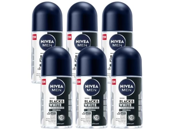 $18.99, Was $22.70, 16% Off! NIVEA Men Roll-On Invisible Black & White Orig, 6-Pack dealfomo