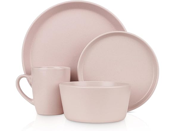 Stone Lain 32-Piece Dinnerware Set, Pink