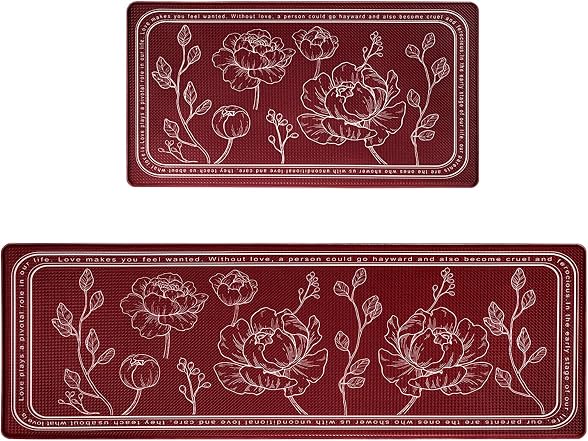 ROTTOGOON Kitchen Floor Mat Set of 2 Red