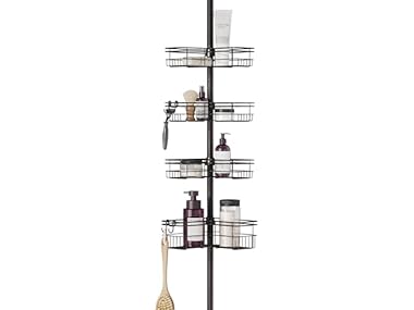 $15 Zenna Home Tension Shower Caddy Bronze dealfomo