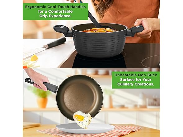 NutriChef Metallic Ridge Line Nonstick Cooking Set