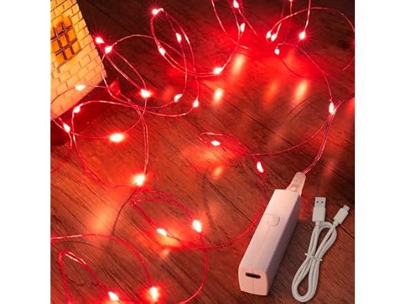 Lakumu Red Fairy Lights Battery Operated LED String Lights