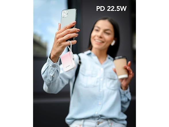 Marasone 10,000mAh 20W Portable Charger w/Built in Cable