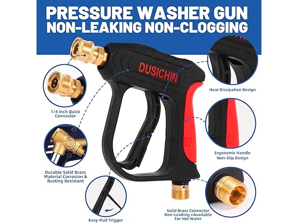 DUSICHIN DUS-022 Short Wand High Pressure Washer Gun 3000 PSI